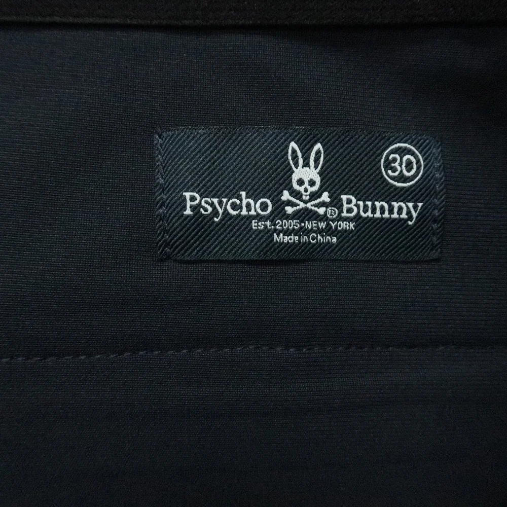 Psycho Bunny Pants Mens 30x32 Blue Chino Trouser Golf Stretch Zip Pocket Slim